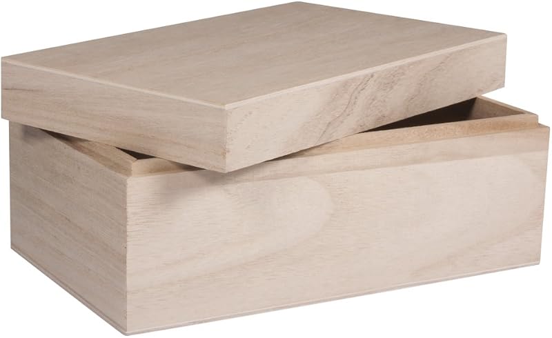 Rayher Natural Wood Box with Lid 20 x 12 x 9 cm DIY Keepsake Box