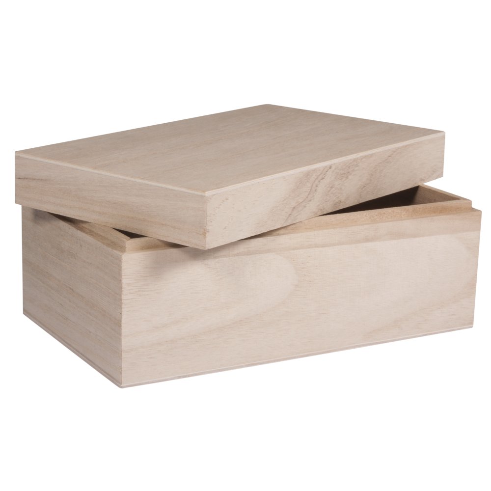 Rayher 62815000 Natural Wood Box with Lid for Craft, DIY Wooden Keepsake Box, 20 x 12 x 9 cm