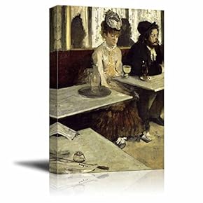 in a Cafe by Edgar Degas - Canvas Print Wall Art Famous Painting Reproduction - 12" x 18"