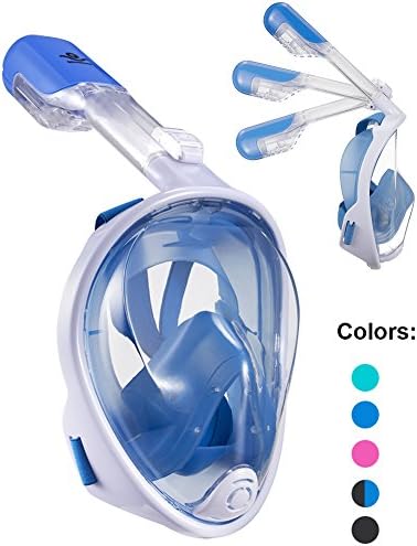 Snorkel Mask 180 Panoramic View Free Breathing Full Face Snorkeling Masks with Detachable GoPro Mount, Dry Top Set Anti-Fog Anti-Leak Diving Mask for Adults & Kids