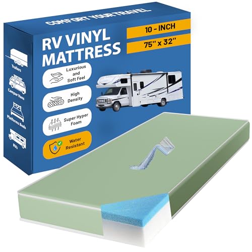 Greaton, 10-Inch High-Density Cooling Gel Memory Foam Vinyl RV Mattress Replace…