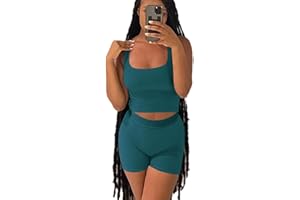 ZFLM Casual Workout Sets Two Piece Outfits for Women Ribbed Crop Tank Top High Waist Yoga Leggings Active Wear