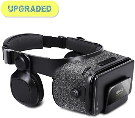 3D VR Headset - Virtual Reality Headset for VR Games &amp; 3D Movies with Stereo Headphones, Adjustable Staps, PD &amp; FD for Apple iPhone &amp; Android Smartphones of 4.7" - 6.2" - Black