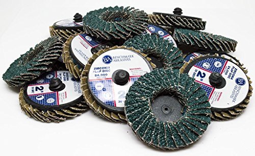 Benchmark Abrasives 2" Quick Change Zirconia Flap Disc Grinding Wheel with Male R-Type Back Design for Cleaning Finishing Deburring of Irregular Surfaces (Pack of 10) - 60 Grit