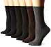 Nine West Women's Cable Ribbed Basic Crew Socks 6-Pack, Black, 9-11