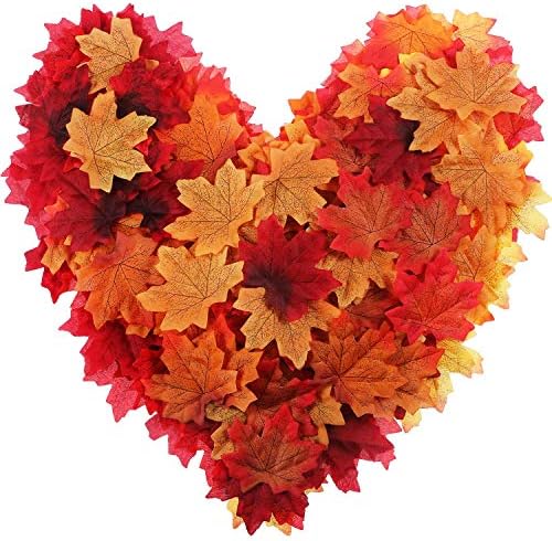 BALANSOHO 500 Pcs Fake Silk Autumn Maple Leaves Bulk Artificial Fall Leaf for Home Garden Wedding Party Birthday Baby Shower Decorations, 10 Assorted Color