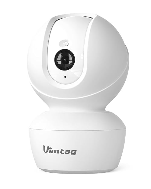 Vimtag Pet Cameras with App, Indoor Security Camera for Baby Cat Puppy, 360° Pan/Tilt Smart Tracking Cam, Night Vision, Motion/Sound Detection, 2-Way Talk, 1080P Puppy Camera Support Alexa