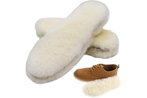 Bacophy 2 Pairs Genuine Thick Sheepskin Fleece Insoles for Women, Premium Warm Fluffy Wool Replacement Cozy Breathable Inner Soles for Shoes Boots Slippers Women Size 8