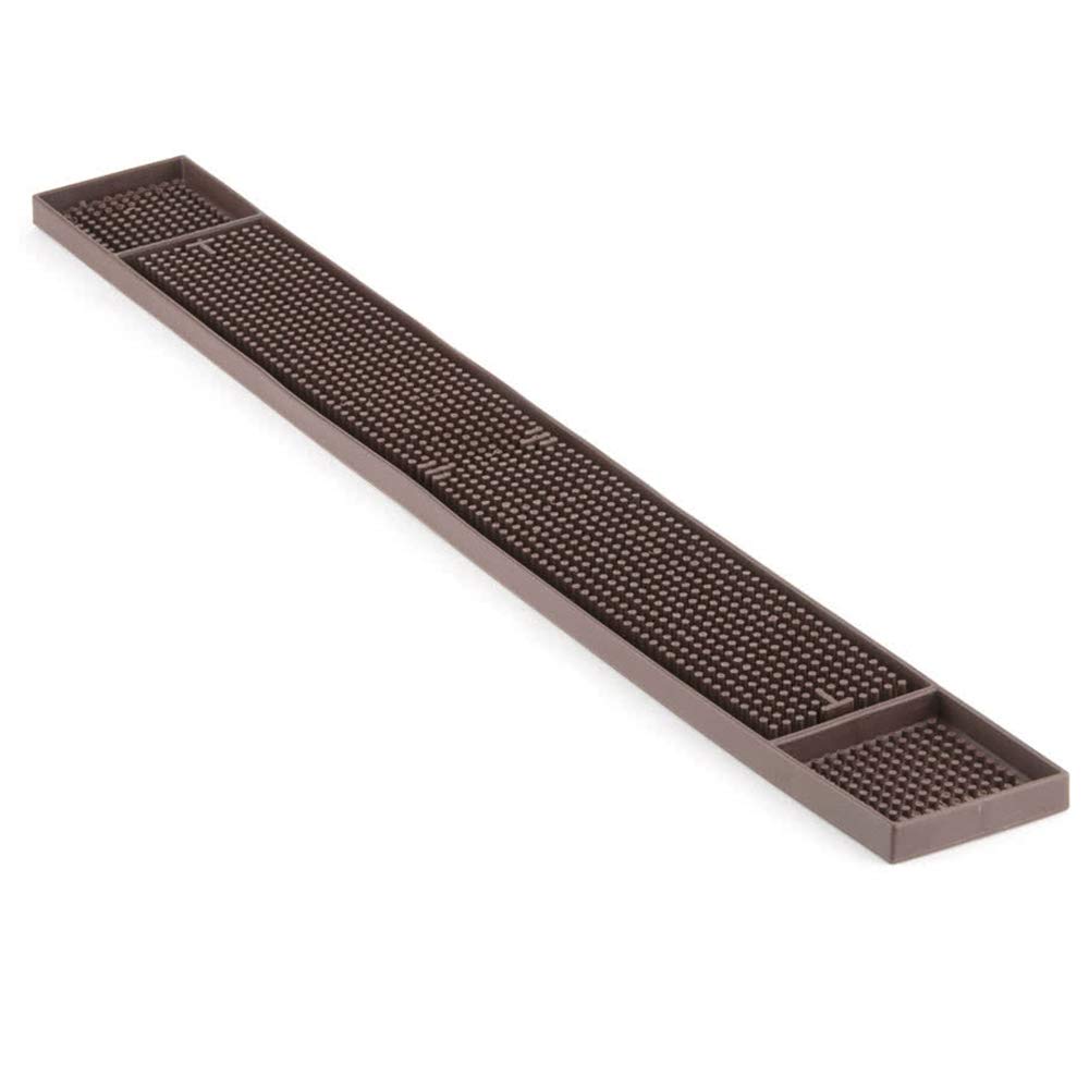 Spill Stop Bar Mat, 27 x 3" Brown Rubber Bar Mat for