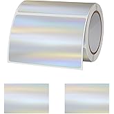 3 X 2 Inch Holographic Thermal Labels,Thermal Label Stickers Waterproof Rainbow Printer Decals for Name Tag DIY Logo Design，200 Pcs/1 Roll (Silver)