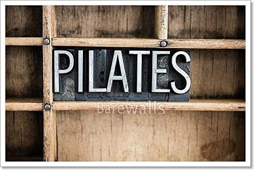 Amazon Com Barewalls Pilates Concept Metal Letterpress Word In