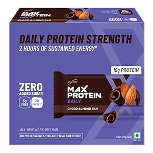 RiteBite Max Protein Daily Choco Almond 10g Protein Bars [Pack of 6] Protein Blend, Fiber, Vitamins & Minerals, No…