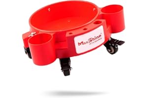 Maxshine Bucket Dolly | Fits 3–5 Gallon Detailing Buckets | Heavy-Duty Mobile Car Wash Dolly with 360° Swivel Wheels, Bottle & Brush Holders, Locking Screws, Auto Detailing Organizer