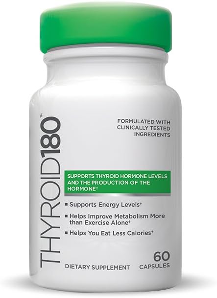 Thyroid 180 by New Vitality | Powerful Supplement with Rhodiola Extract and Key B-Vitamins to Boost Energy, Support Thyroid Hormone Levels, and Improve Metabolism More Than Exercise Alone!