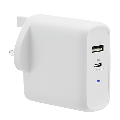Amazon Basics 63W GaN Wall Charger 2-Port USB-C 60W USB-A 18W White