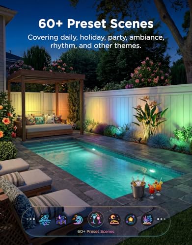 Govee Outdoor Spotlights Lite 4 pack, IP67 Waterproof Spotlights, Landscape Lighting Work with Alexa, Matter and Google Assistant, RGBWIC Color Changing Light for Outdoor Decor, Courtyard, Patio Decor