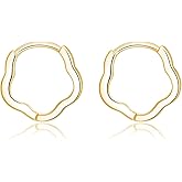 Reffeer Solid 925 Sterling Silver Flower Shape Hoop Earrings for Women Teen Girls Flower Hoop Earrings Minimalist Huggie Earrings