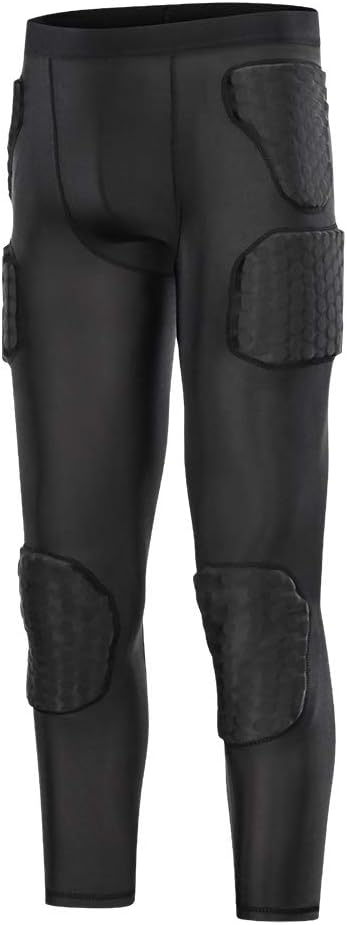 TUOYMen's Padded Compression Pants Quick Drying Tight Protective 7 Pad Football Girdle Hip Thigh Protector