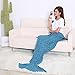 LSELL Mermaid Tail Blanket Crochet Warm Mermaid Blanket for Kids Adult Teens, Super Soft All Seasons Sleeping Blankets (Blue)
