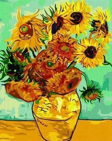 THF Diamond 5D DIY Diamond Painting 3D Embroidery Cross Stitch Rhinestone Mosaic Painting Home Decor Van Gogh Painted Sunflowers 40X50CM