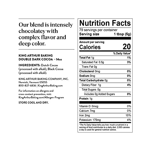 King Arthur Double Dark Cocoa Powder Blend, Perfect for Baking, 14oz