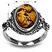 Sterling Silver Amber Oval Ring- Size 8