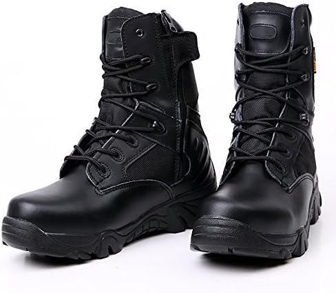Ifantasy Men's Military Tactical Boots Waterproof Hiking Combat Boots Army Comp Toe Side Zip Work Boots