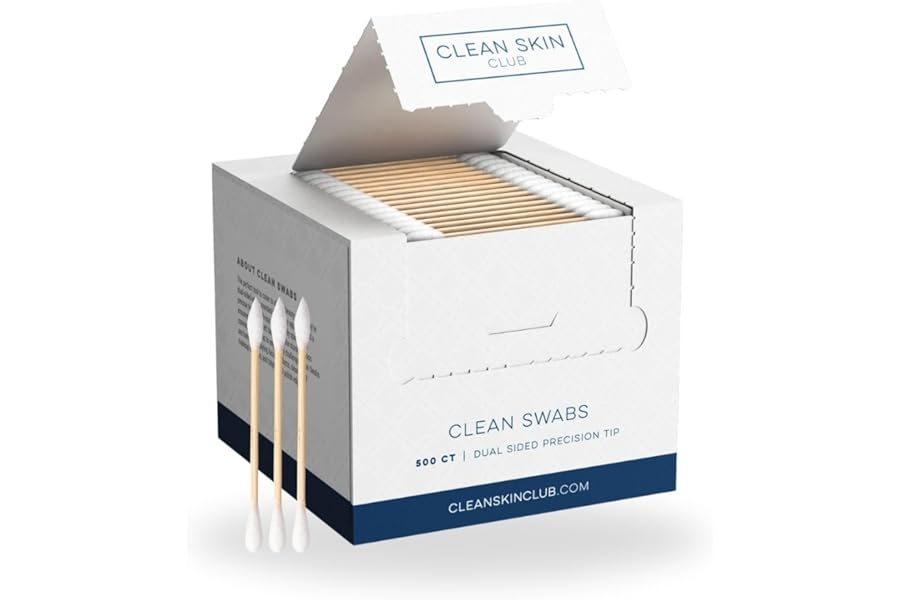 Clean Skin Club Clean Swabs | 500CT | One Pointed Tip | Biodegradable + Organic Cotton & Bamboo | Makeup & Nail Polish Touch-ups | Chlorine-Free & Hypoallergenic (500 Count)