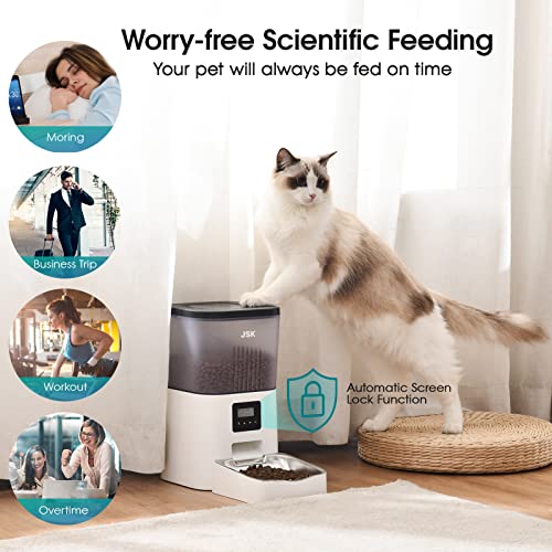 Automatic Cat Feeder, JSK 4L Dog Feeder Pet Food Dispenser ClogFree