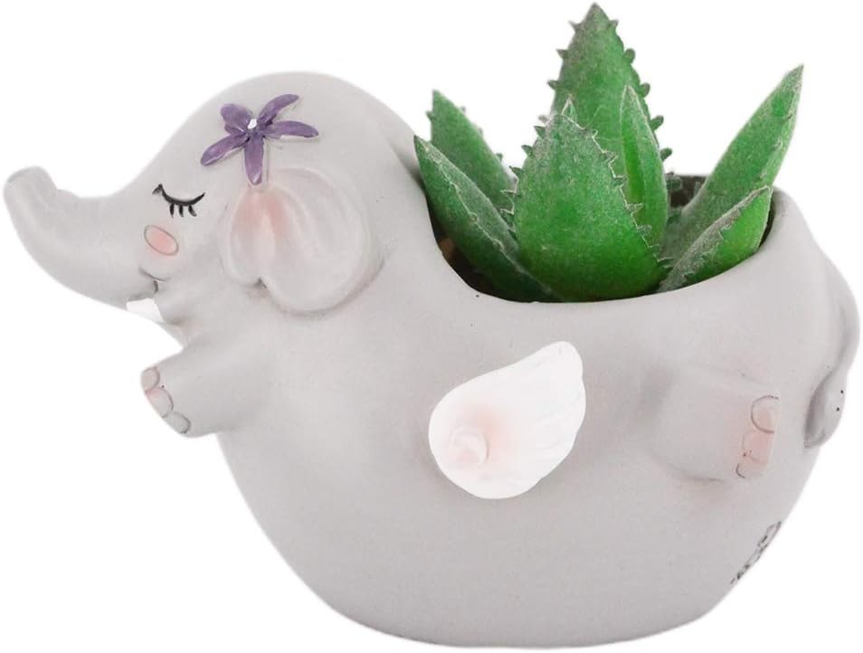 Segreto Creative Resin Plants Flower Pots Brush Pots Miniature Ornaments for Succulent(Elephant)