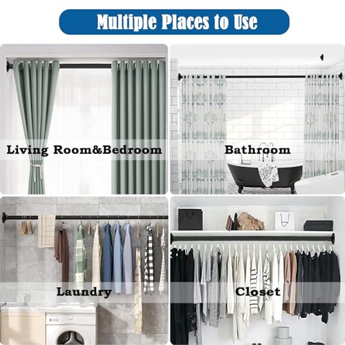 Extra Length Telescopic Curtain Rod, 3M Telescopic Curtain Rod, Telescopic Tension Rod for Bathroom, Bedroom (190-360cm, Diameter 32mm)