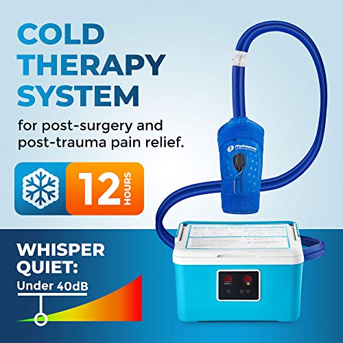 PhysioNatural Cold Therapy Ice Machine for Knee Surgery Recovery – Programmable Continuous Cryotherapy System with Adjustable Knee Pad for Post-Op Swelling, Sprains & Injuries