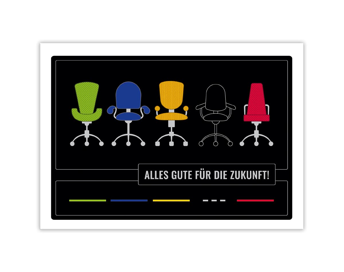 Leaving Card for Colleagues with Envelope in XXL Format A4 Funny Folding Card for Job Changes Cancellation Retirement Retirement Chairs