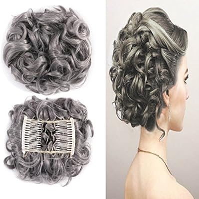Focussexy Short Messy Curly Hair Scrunchie Bun Piece Up Do