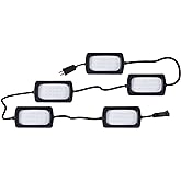 Owleye 50FT Led Work Light 85W 8000LM Waterproof Construction String Lights Linkable Temporary Work Lighting Outdoor Indoor Worklight (5 Light Heads)