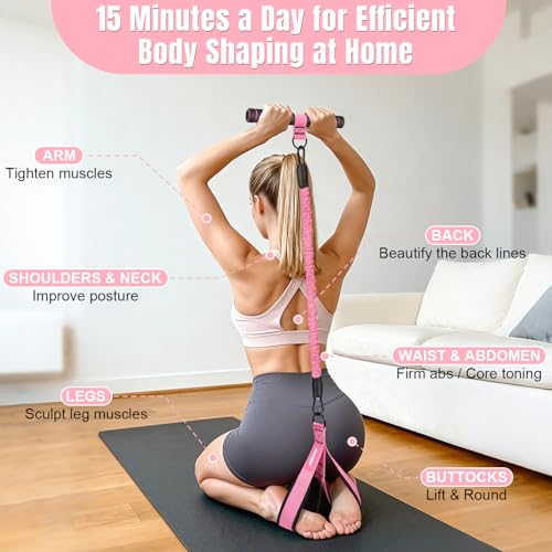 Upgraded Multifunction Pedal Resistance Band with Handle, 3 Tube Adjustable Resistance Bands for Abdomen, Waist, Arm, Core/ABS, Leg Workout - Sit Up Exercise Equipment & Pilates Set for Women