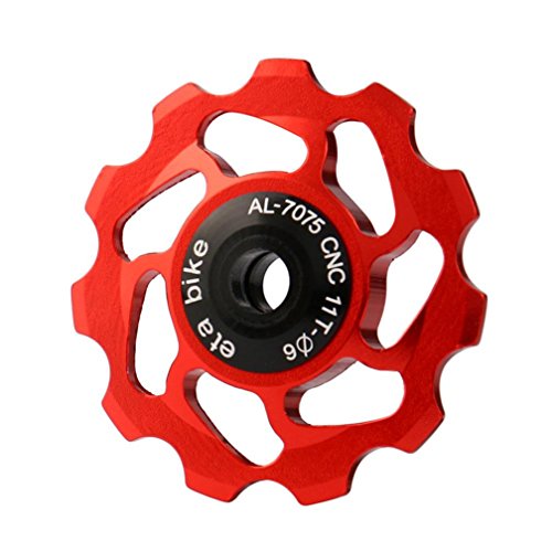Gotd 11T MTB Ceramic Bearing Jockey Wheel Pulley Road Bike Bicycle Rear Derailleur (Red) - Thumbnail 3