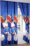 Primor Casa Capitan Comic Book Super Heroes Bedroom Curtain Panel Set for Boys, 4 Pieces, Blue, Rich Cotton (55