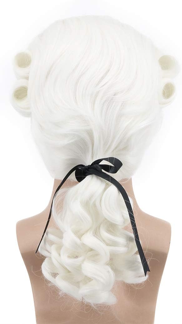 Karlery Judge Colonial Man Long Wave White Wig Halloween Costume Cosplay Wig - Image 5