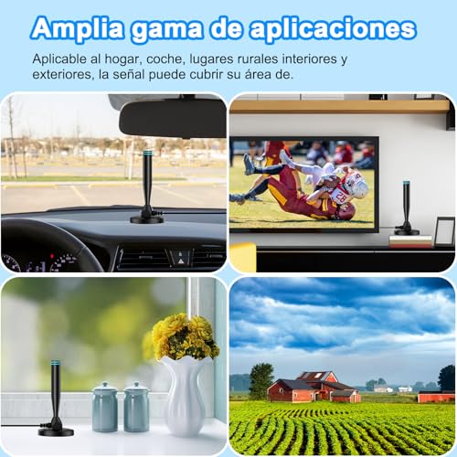 BJLBOJEY Antena de TV Digital, Antena de HD TV Interior 4k, Antena de Onda Terrestre con 600KM Recepción Señal, Antena Exterior 16.5ft con 360° de Rotación y amplificadores Inteligentes Duales