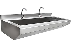 Commercial Hand Wash Sink Stainless Steel Trough Sink, Wall Mount Utility Sink with Faucet & Drain, Heavy Duty Hand Washing B