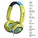 Contixo KB-300 Kid Safe Over The Ear Wireless Bluetooth LED Headphone w/Volume Limiter, Built-in Microphone, Micro SD, FM Stereo Radio (Green + Blue) - Best Gift