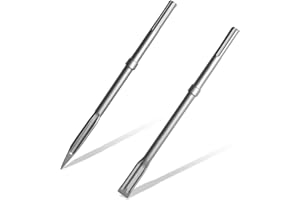 YOSIGHT 2Pcs SDS-Max Shank Rotary Hammer Chisel Set - 1 Point Chisel & 1 Flat Chisel 16 Inch long shank - Carbide Tools for Concrete Brick Stone Masonry, with Storage Case