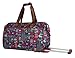 Lily Bloom Pattern 22 Inch Duffel Bag with 2-Rolling Wheels, Weekender Overnight Travel Lightweight Carry-On Suitcase For Women