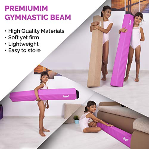 Hazli Folding Gymnastics Balance Beam for Home Practice - 8 ft Balance Beams for Gymnastic - Great Balance Beam for Kids - Soft Yet Sturdy Gym Equipment for Children (4ft Pink Sectional Beam) - Thumbnail 5