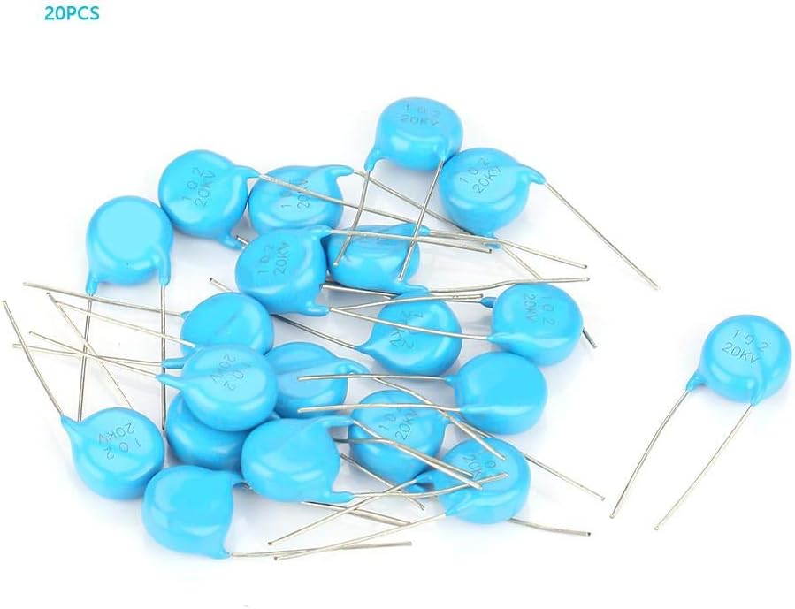 High Voltage Ceramic Capacitor, 20 Pcs 20KV 1nF 0.001uF 1000pF 102 High Voltage Ceramic Capacitor Kit