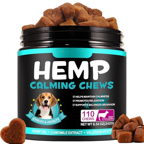 Yecuce Calming Chews for Dogs,Quiet Moments Dog Calming Treats,Help Promote Relaxation,Dogs Anxiety Stress Relief-Barking,Separation,Thunder,Travel Issues,Beef Flavor,110 Count