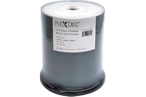 PlexDisc 95252 CD-R 700MB 52X White Inkjet Hub Printable - 100pk Spindle Frustration Free Packaging, 100 Discs