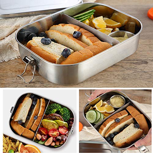 Loohome Edelstahl Brotdose Bento Boxen 1400ml, Herausnehmbarer Abschnitt Gesunde und Umweltfreundliche