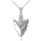 925 Sterling Silver Serrated Arrowhead Pendant Necklace